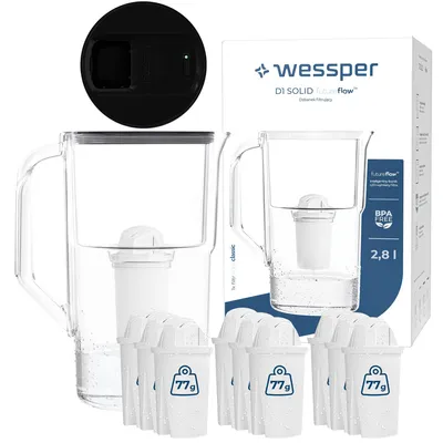 Imagen del producto de Jarra filtrante Wessper D1 SOLID FutureFlow™ de 3,3 litros, color , con pantalla LED y 10 filtros aquaclassic