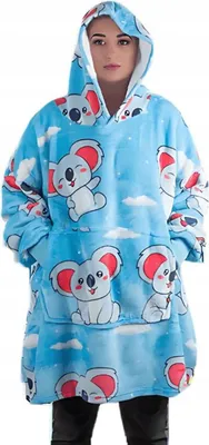 Produktbild von Übergröße Koala Hoodie-Decke XXL 2-in-1 Fleece mit Kapuze