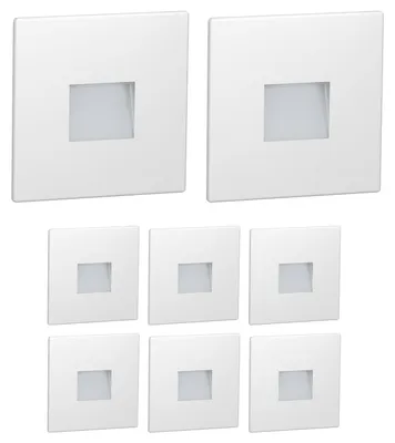 Productafbeelding van ledscom.de 8x LED-traplelamp/wandlamp voor binnen en buiten, inbouwspot, vierkant, 85 x 85 mm, koudwit