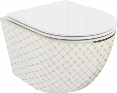 Produktbild von Wandhängende Toilette Spülrandlos Keramik Klo Wand WC + Klositz Absenkautomatic Soft Close; Weiss
