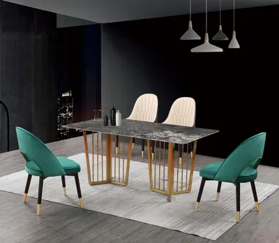 Obrázok produktu pre Dizajnový jedálenský stôl jedáleň obývacia izba dizajnové stoly 180x90cm nerezová oceľ