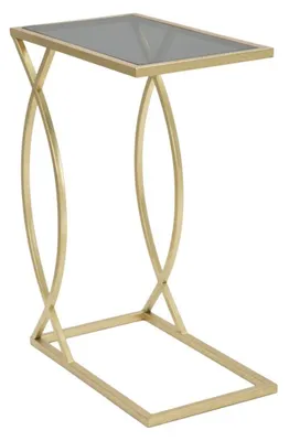 Produktbild von Z-Beistelltische aus Eisen und goldfarbenem Glas — 2er-Set, 40x40x60 und 30x30x50 cm
