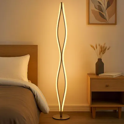 Produktbild von LED Stehleuchte, geschwungen, Aluminium, Höhe 146,5 cm, NOREEN