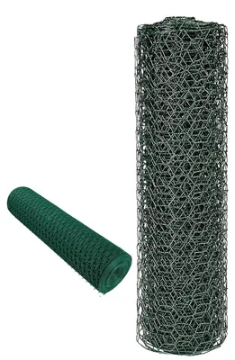 Immagine prodotto di Recinzione a rete esagonale, lunghezza 25 metri, altezza 1 metro, maglia da 25 mm, filo di diametro 0,7 mm, rivestita in PVC