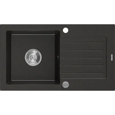 Zdjęcie produktu dla Mexen Pablo zlewozmywak granitowy 1-komorowy z ociekaczem 752 x 436 mm, czarny/złoty metalik, syfon chrom - 6510751010-75