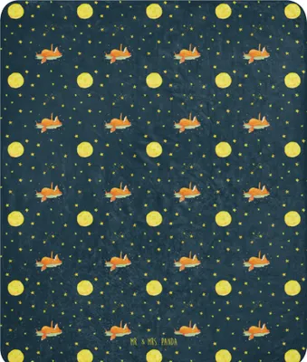 Produktbild von Mr. & Mrs. Panda Heimdecke Fuchs Sterne 130 x 155 cm - Blau - Geschenk, Schmusedecke, Decke, Sternengucker, Entspannt, Sofadecke, Mond, Wohndecke, Kuscheldecke