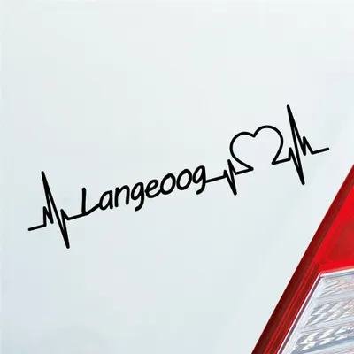 Produktbild von Auto Aufkleber Langeoog Herz Puls Insel Island Nordsee Liebe Love 19x5 cm Schwarz Matt Sticker Heckscheibenaufkleber
