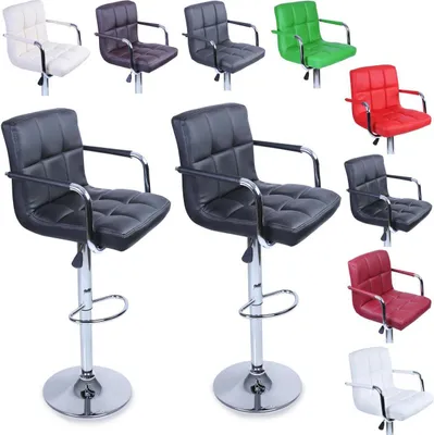Produktbild von TRESKO® 2er Set Barhocker Schwarz mit Armlehnen Lehne Barstuhl Hocker Tresenhocker