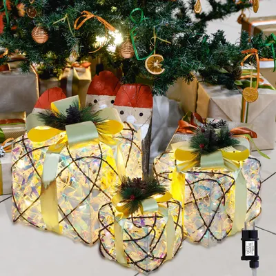 Produktbild von CCLIFE LED Geschenkbox 3er Set Netzstecker Weihnachten Beleuchtete Lichterkette Weihnachtsdeko, Cushhom
