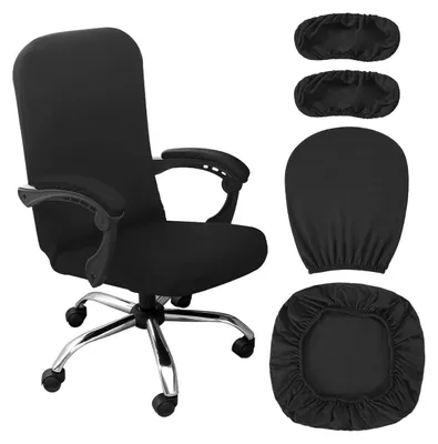 4-teiliger elastischer Bürostuhlbezug, Universal, Schwarz
