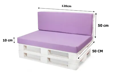 Immagine prodotto di Cuscini per mobili pallet seduta 120x60 / schienale 120x40cm | Cuscino per pallet viola | Cuscini per mobili pallet | Cuscino per europallet