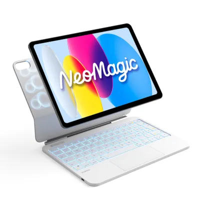 Produktbild von Inateck Magnetische Tastatur für iPad 11 Gen 2025 A16/ 10 Gen, Großes Trackpad, LED Anzeige, 7 Farben Hinterleuchtet, QWERTZ, mit Stifthalter, KB903