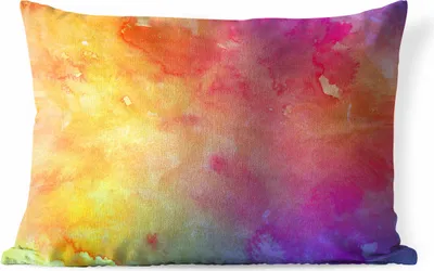 Produktbild von MuchoWow® Outdoor Kissen - Aquarell - Orange - Rosa - 60x40 cm - Wetterfest - Lounge Kissen - Zierkissen - Kissen für Innenräume