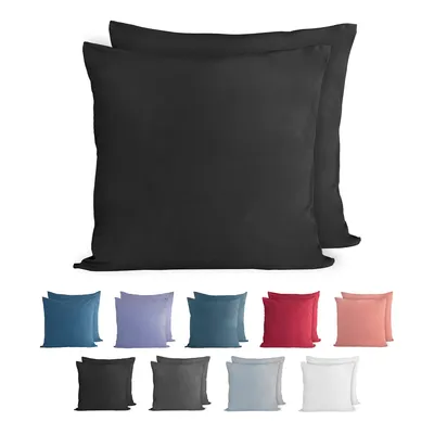 Produktbild von Komfortec 100% Baumwolle Kissenbezüge 2er Set - Superweicher Premium Jersey Kopfkissenbezug 150 g/m² - Kissenhülle - Schwarz - 40 x 40 cm