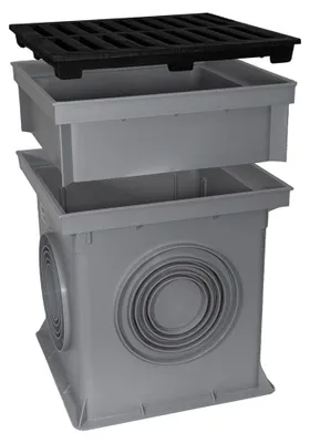 Produktbild von Marley Einlaufschacht 300x300mm mit Gussrost u. Aufsatz Hofablauf Schacht Hofeinlauf befahrbar