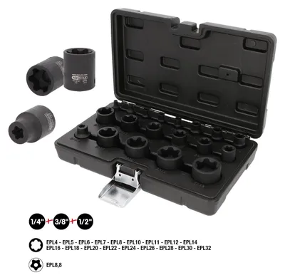 Produktbild von KS Tools 1/4 Zoll+3/8 Zoll+1/2 Zoll Torx Plus-Steckschlüssel-Satz, 19-tlg