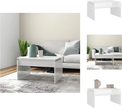 Zdjęcie produktu dla vidaXL Stolik kawowy biały wysoki połysk 68x50x38 cm materiał drewnopochodny - Stoliki kawowe