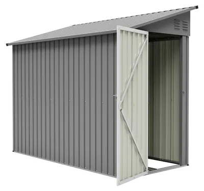 Produktbild von Gerätehaus Metall-Anlehn-Geräteschuppen rostbeständig, wetterfest 242x124x192cm Witterungsbeständiges Gartenhaus für Rasenmäher/Fahrräder/Mülltonnen