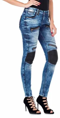Produktbild von WD346 Damen Röhrenjeans mit angesagten Applikationen