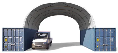 Produktbild von TOOLPORT Container Überdachung 6x8m PE 1400N Weiß – Lagerzelt mit Statik, wasserdicht, Rundbogenhalle für Container, Baustelle & Landwirtschaft