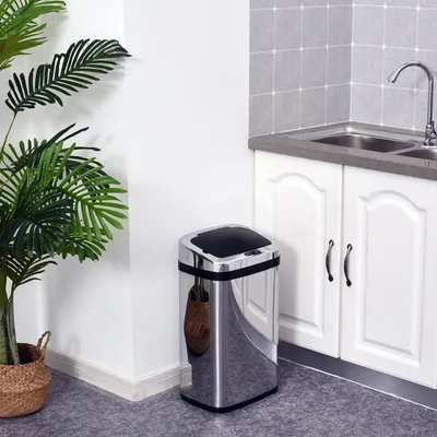 Produktbild von Sensor Mülleimer 30L Edelstahl Automatischer Mülleimer mit Bewegungssensor, Abfalleimer Müllbehälter Abfallbehälter für Büro, Schlafzimmer, Küchen Silber