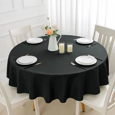 Produktbild von Wasserable Festtischdecke, schwarz, rund, 160 cm, für Party, Café, Restaurant, Wohnzimmer, Garten, Outdoor, Halloween, Herbst, Winter