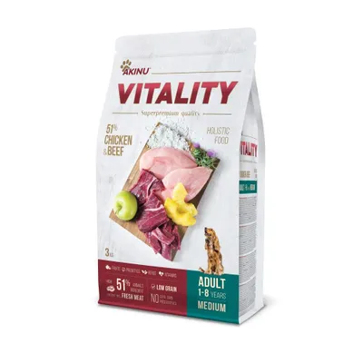 Obrázok produktu pre Akinu VITALITY kuracie a hovädzie granule pre stredne veľké psy 3 kg