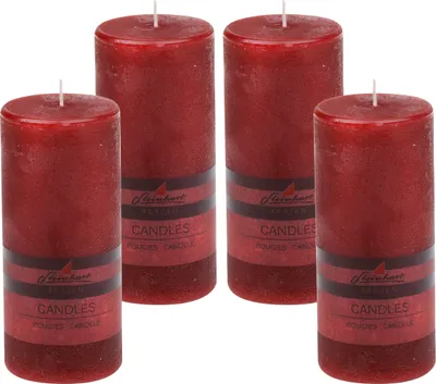 Produktbild von 4er Set Adventskranzkerzen "Raureif" Altrot 150/68 mm