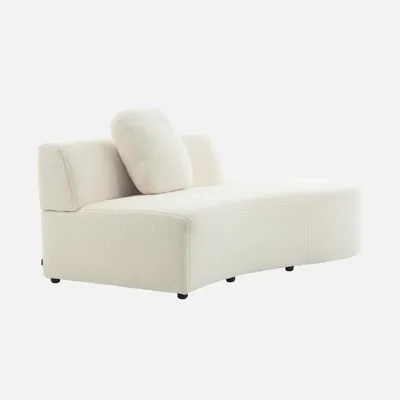 Immagine prodotto di sweeek - Divano organico a 2-3 posti con rivestimento bouclé e piccola chaise longue - Crema