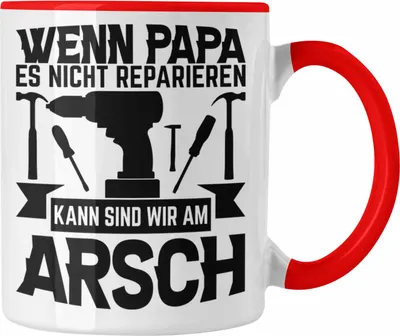Produktbild von Trendation - Papa Geschenk Tasse Vatertag Wenn Papa Es Nicht Reparieren Kann Geschenkidee Bester Papa Vater (Rot)