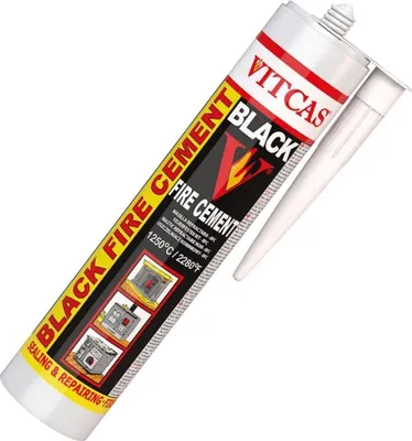 Produktbild von Hochtemperatur Silikon Schwarz Feuer Zement Kartusche 310ml Hitze 1250 ° VITCAS