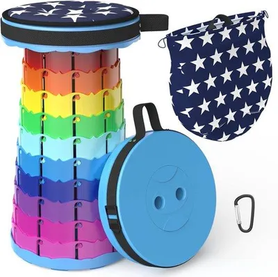 Produktbild von Unyqoos® Verstellbarer, kompakter Klapphocker 6–45 cm – teleskopisch mit Verriegelung, tragbar 1,0 kg, Ø 25 cm, Tragkraft 200 kg, für drinnen & draußen