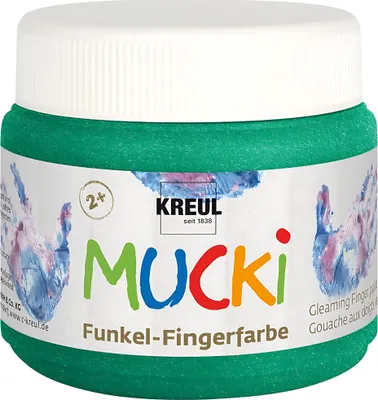 Produktbild von Kreul Mucki Funkel-Fingerfarbe smaragdgrün 150 ml