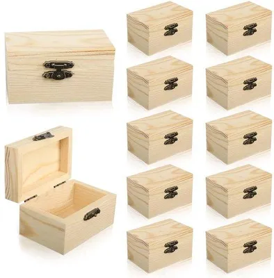 Immagine prodotto di Scatola di legno per feste di compleanno per bambini - Legno - 12 pezzi - Artigianato fai-da-te - Progetti creativi