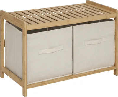 Zdjęcie produktu dla Ławka do łazienki TIDY BOX, 2 pojemniki do przechowywania, 66,8 x 44 x 35 cm