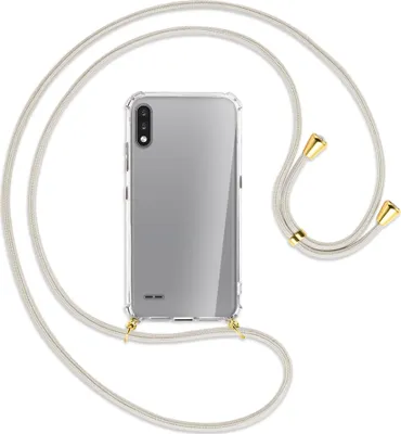 Produktbild von Handykette Backcover-Schutzhülle mit Band (Metall goldfarben) für LG K22 LMK200 - broken white