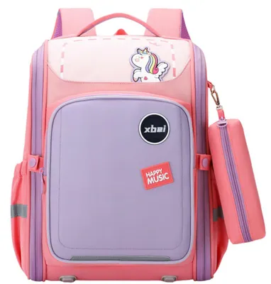 Produktbild von Schulrucksack mit Einhorn-Brustgurt, Pastellrosa, 21 l, 39 cm