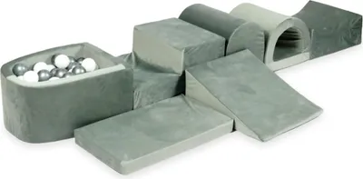 Produktbild von Der größte Schaumstoffspielplatz mit Pool Micro Velvet grau + 100 Bälle: weiß, silber