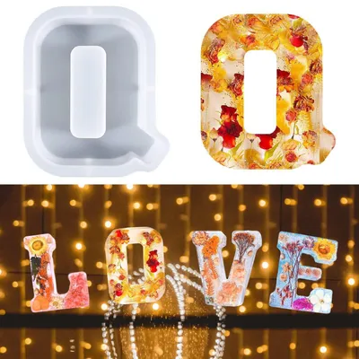 Image de Moules en silicone 3D en forme de lettres de A à Z, pour résine époxy, pâtisserie, décoration