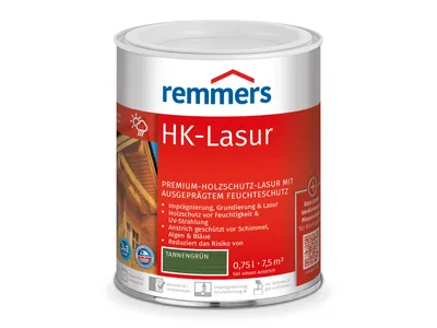 Obrázok produktu pre Remmers HK-Lasur 3v1 jedľa zelená, 0,75 l, lazúra na drevo v exteriéri, trojitá ochrana dreva s impregnáciou + základným náterom + lazúrou, ochrana proti vlhkosti a UV žiareniu