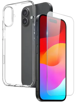 Image de Coque de protection en silicone et TPU pour Apple iPhone 17, transparente + verre trempé H9