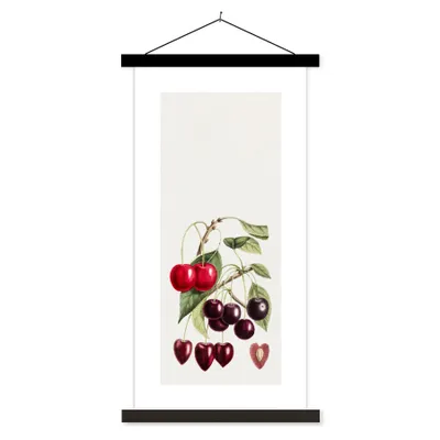 Produktbild von MuchoWow® Textilposter Kirschen - Pflanze - Zweige 90x180 cm mit schwarzem Rahmen - Dekoration Wohnzimmer