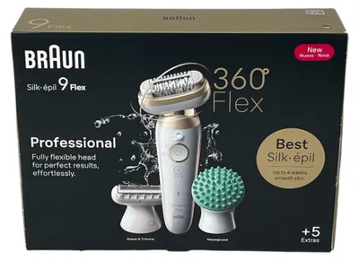 Obrázok produktu pre Braun Silk-épil 9 Flex 9-071 3D, Zlato, Biela, 40 pinzety/pinziet, MicroGrip, Podpazušie, Back thigh, Bikiny, Front thigh, Outer thigh, Outer upper arms, 0,5 mm, Batérie