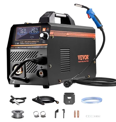 Image de Poste à souder MIG VEVOR, poste à souder 160 A, poste à souder multiprocédés 4 en 1 gaz/MIG/MMA/Lift-TIG avec technologie IGBT inverter et écran LCD