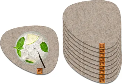 Produktbild von Beige Vilt Onderzetters Set 10 Stück 13x11cm