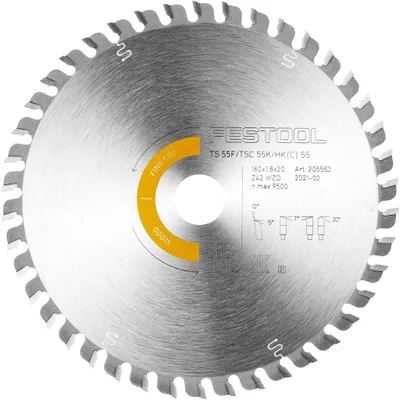 Image de Lame de scie fine Festool, carbure de tungstène, 160 x 1,8 x 20 mm, modèle WD42, pour découpe fine du bois