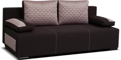 Produktbild von Sofa Biego - Dunkelbraun + Beige Sawana 14 , klassisches Sofa, Zierkissen, Sofa mit Schlaffunktion, Bettsofa, Sofa mit Bettzeugablage, ideal für Wohnzimmer, Gästezimmer, Lounge, Polstergarnitur für Wohnzimmer, Zierleiste