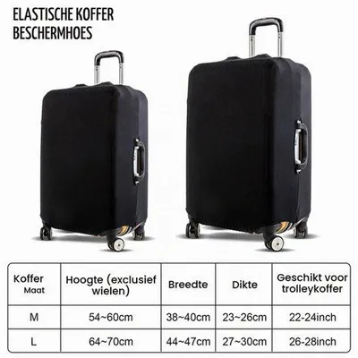 Productafbeelding van Kofferhoes Elastische Beschermhoes - Zwart - 26-28 Inch - Reiskoffer Cover - Bagagehoes - Herbruikbaar