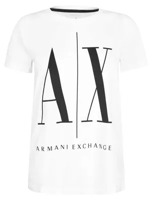 Productafbeelding van Armani Exchange - T-shirt voor dames, katoen, regular pasvorm, model GT15720 (maat 34 EU) (wit)