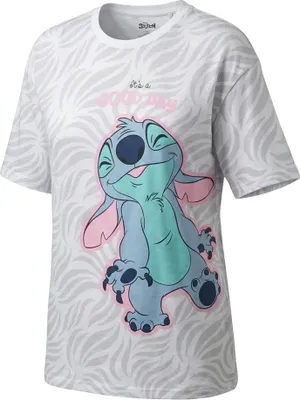 Produktbild von Disney Stitch Damen kurzarm Schlafshirt Nachthemd Langshirt – Mehrfarbig / XL